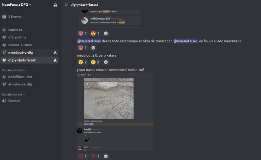 Capturas del hackeo de Ezze en el server de DFG FUNA en discord.